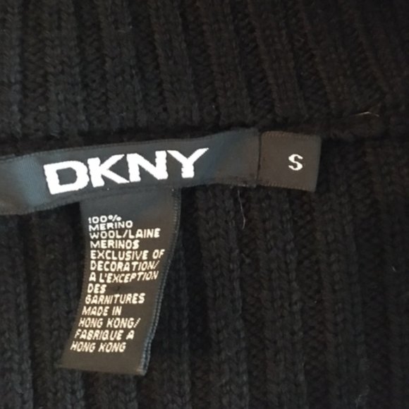 DKNY Heavy Rib Black Cardigan Sweater - Picture 4 of 6